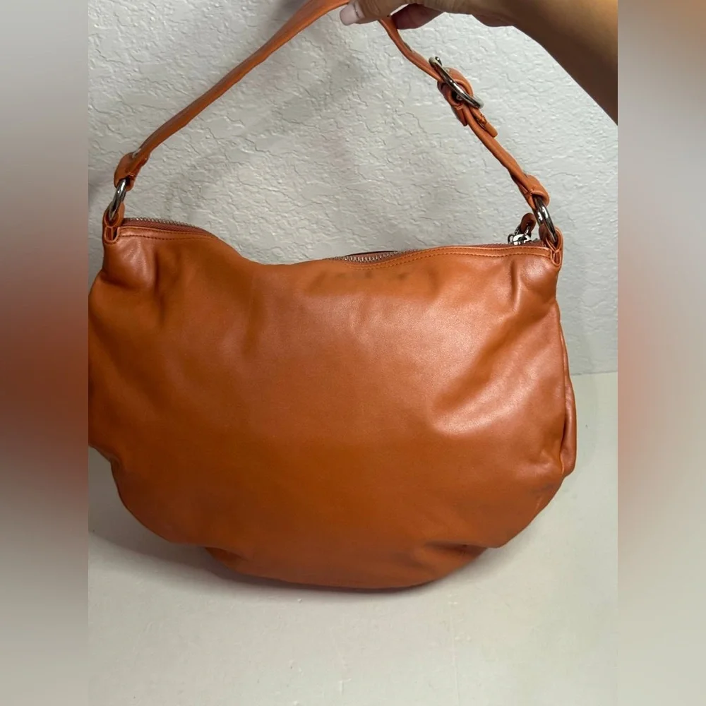 Coach Burnt Orange Leather Shoulder Bag Hobo Style Purse #13655
